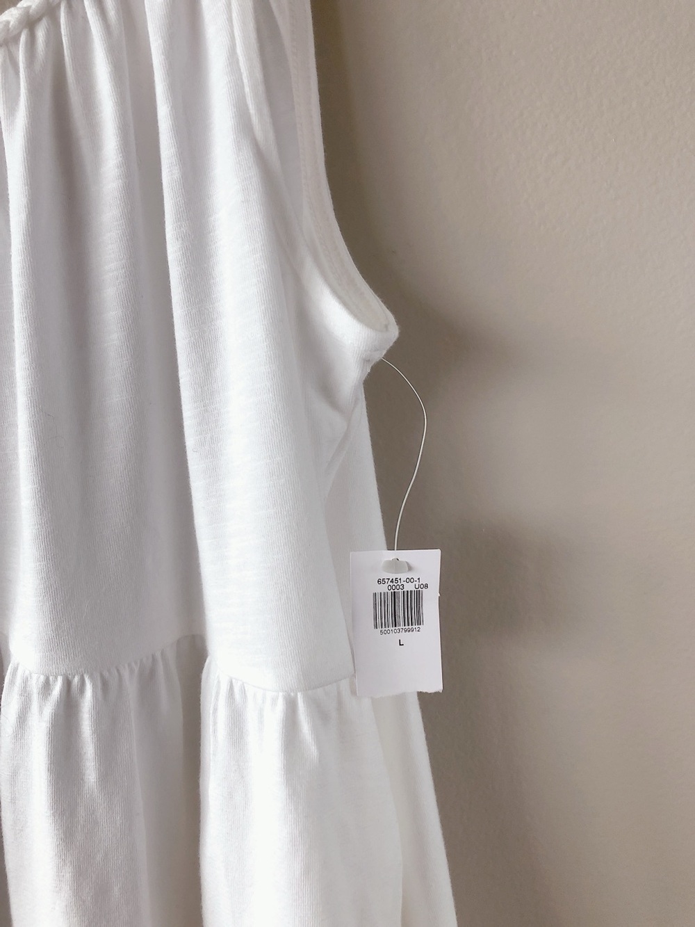 Old Navy Braided-Strap Tiered Mini White Swing Dress women’s size large - Picture 12 of 14
